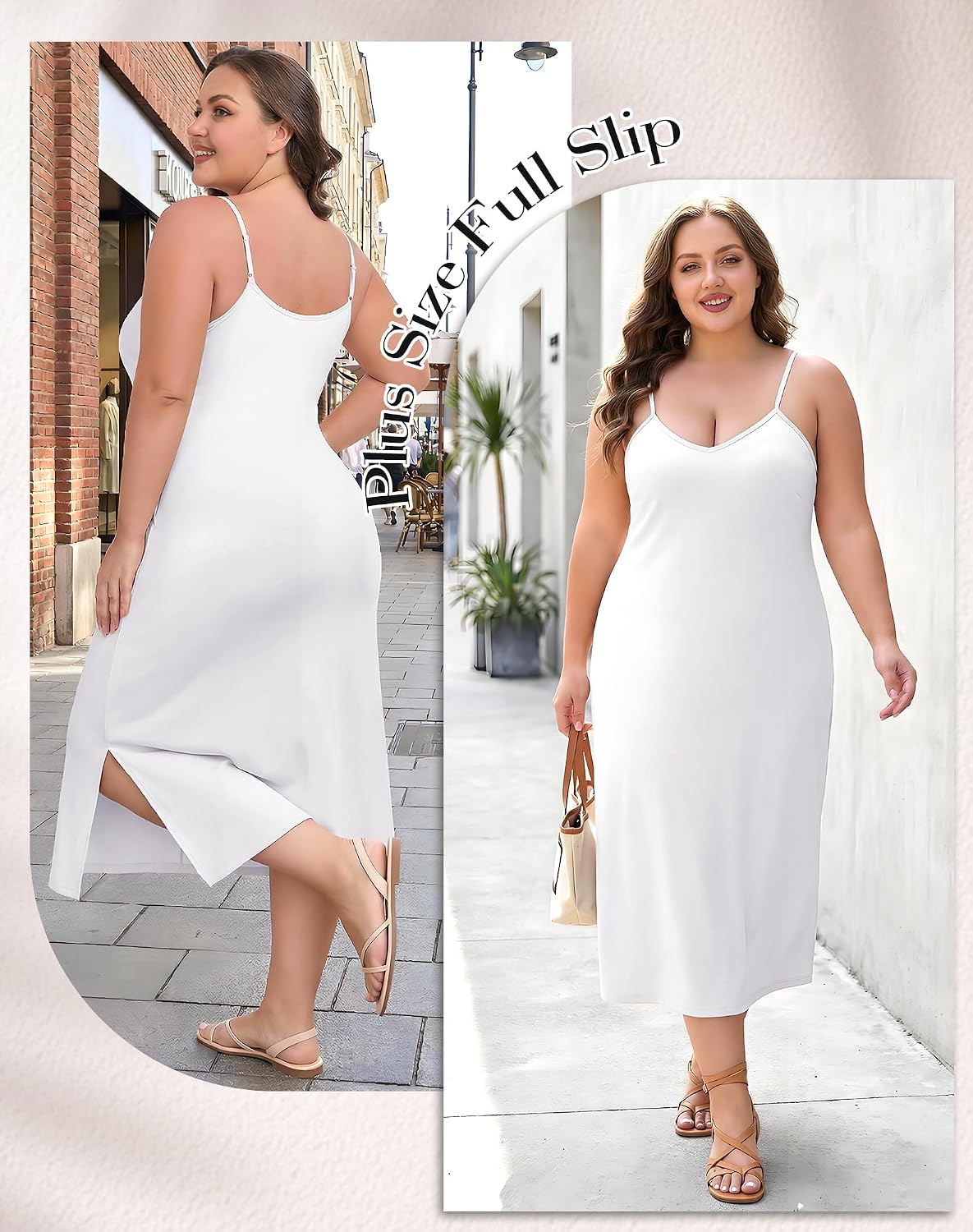 Subuteay Womens Plus Size Slips for Under Dresses Spaghetti Straps V-Neck Slip Dresses