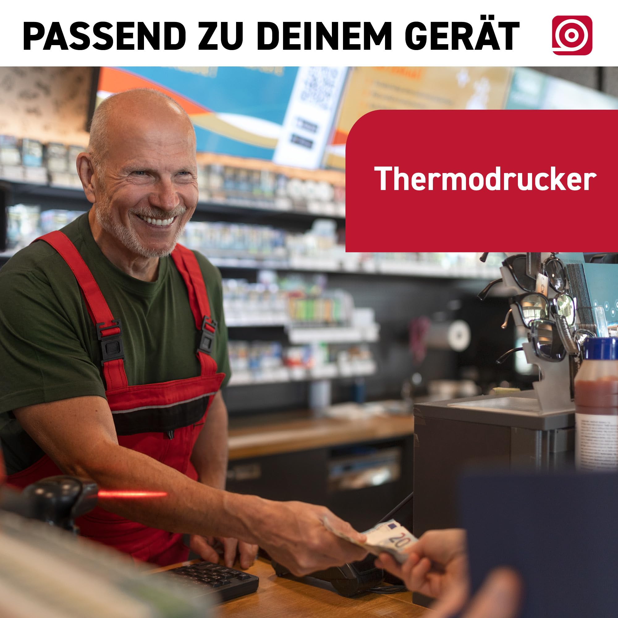 Thermorollen 112 mm x 120 m x 25 mm, BPA-frei, 12 Bonrollen mit 55 g/m², langlebig & FSC-zertifiziert - Automatenrollen mit ∅ 97mm für Spezialdrucker, Verkaufsautomaten