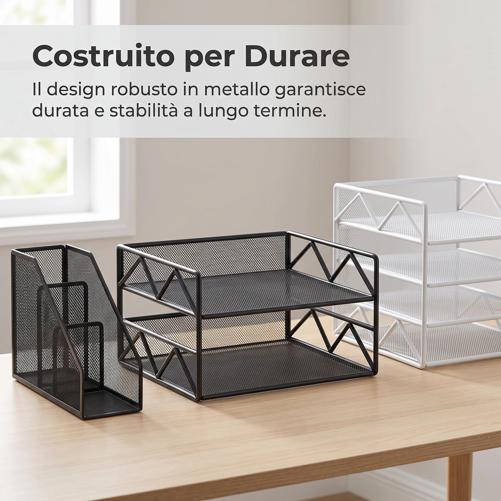 predolo Organizzatore da Scrivania con Ripiani Multipli per E Quaderni Raccotore Portadocumenti con Design Elegante E Funzionale per La Riduzione Del, Bianco, 4 strati, orizzontale, 33 * 26 * 36 cm
