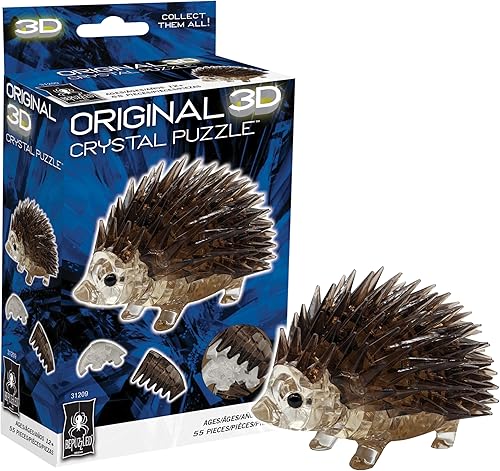 BePuzzled Hedgehog - Rompecabezas de cristal 3D, coleccionable, marrón, a partir de 12 años
