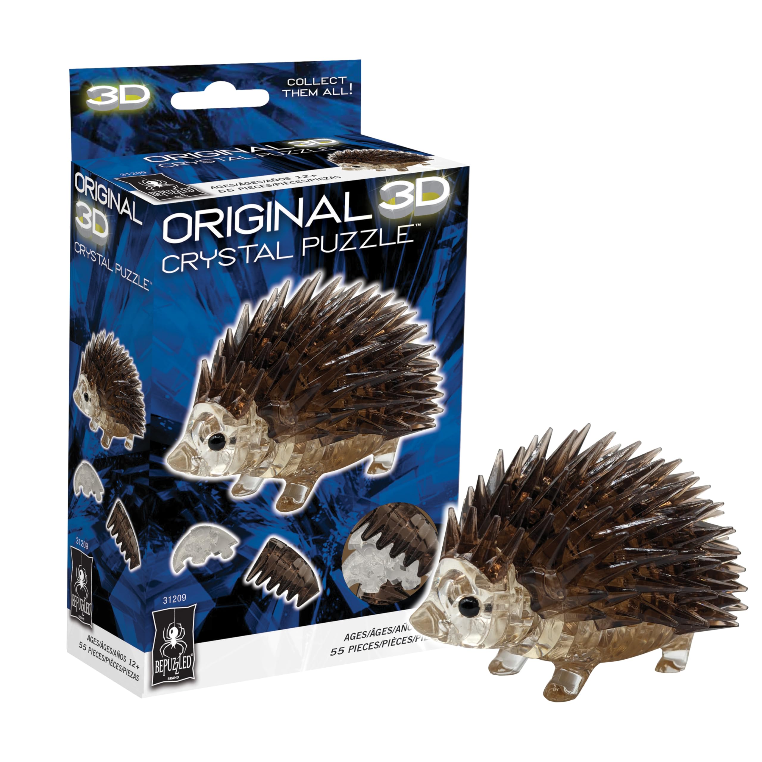 Completed BePuzzled Hedgehog 3D Crystal Puzzle
