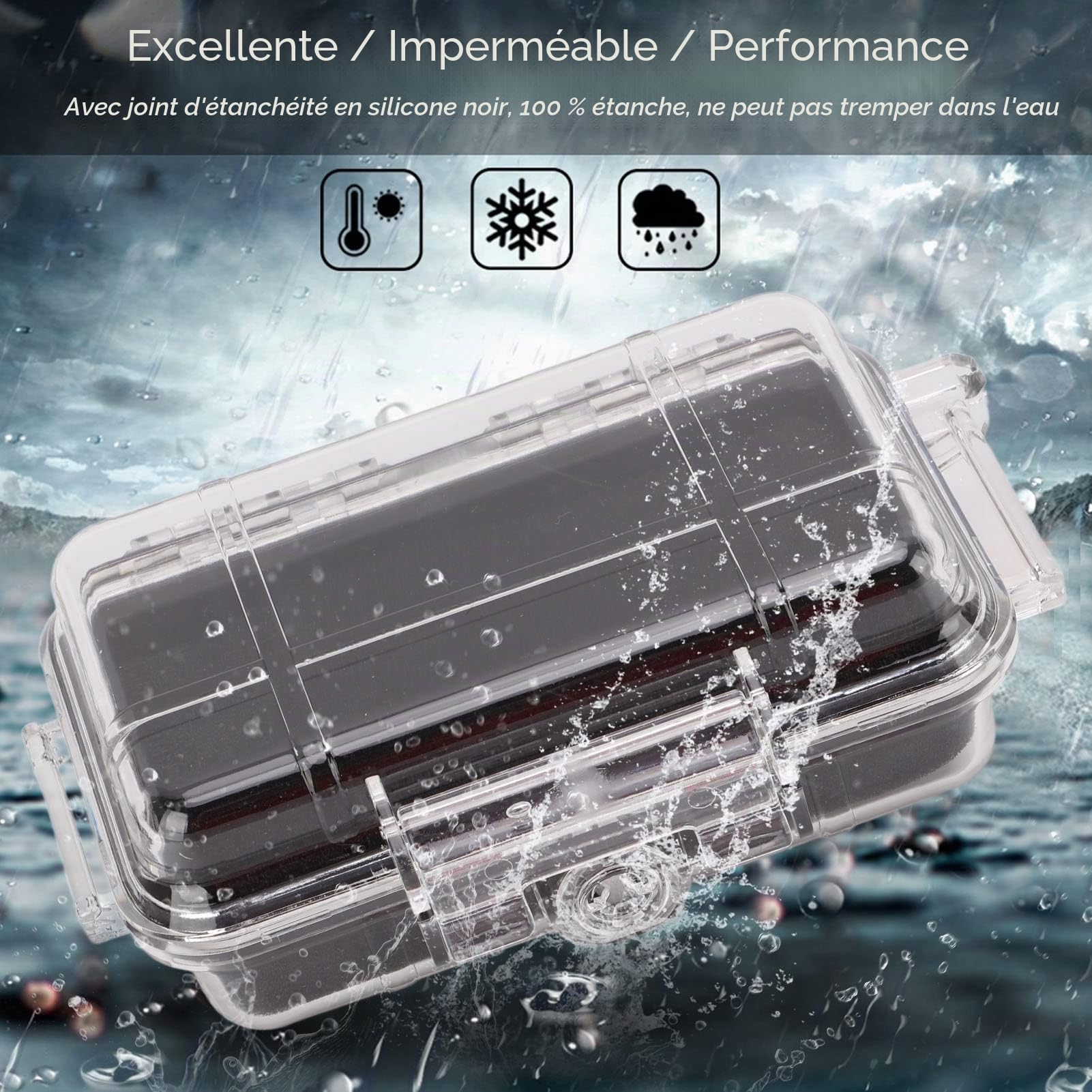 Alomejor Boîte de Rangement de Survie étanche Boîte Antichoc en Plastique avec Doublure D'absorption des Chocs Étui étanche à L'air Sec Extérieur Transparent pour Le Camping et la Randonnée