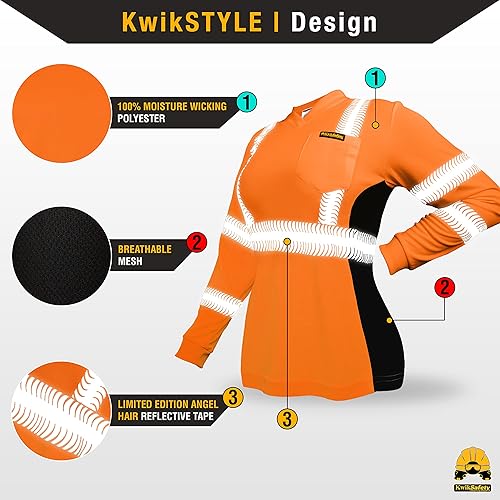 Miniatura 2 de KwikSafety - Charlotte, NC - Vixen Safety Shirt for Women Angel Hair Reflective Tape Class 2 + Class 3 PPE ANSI Tested OSHA