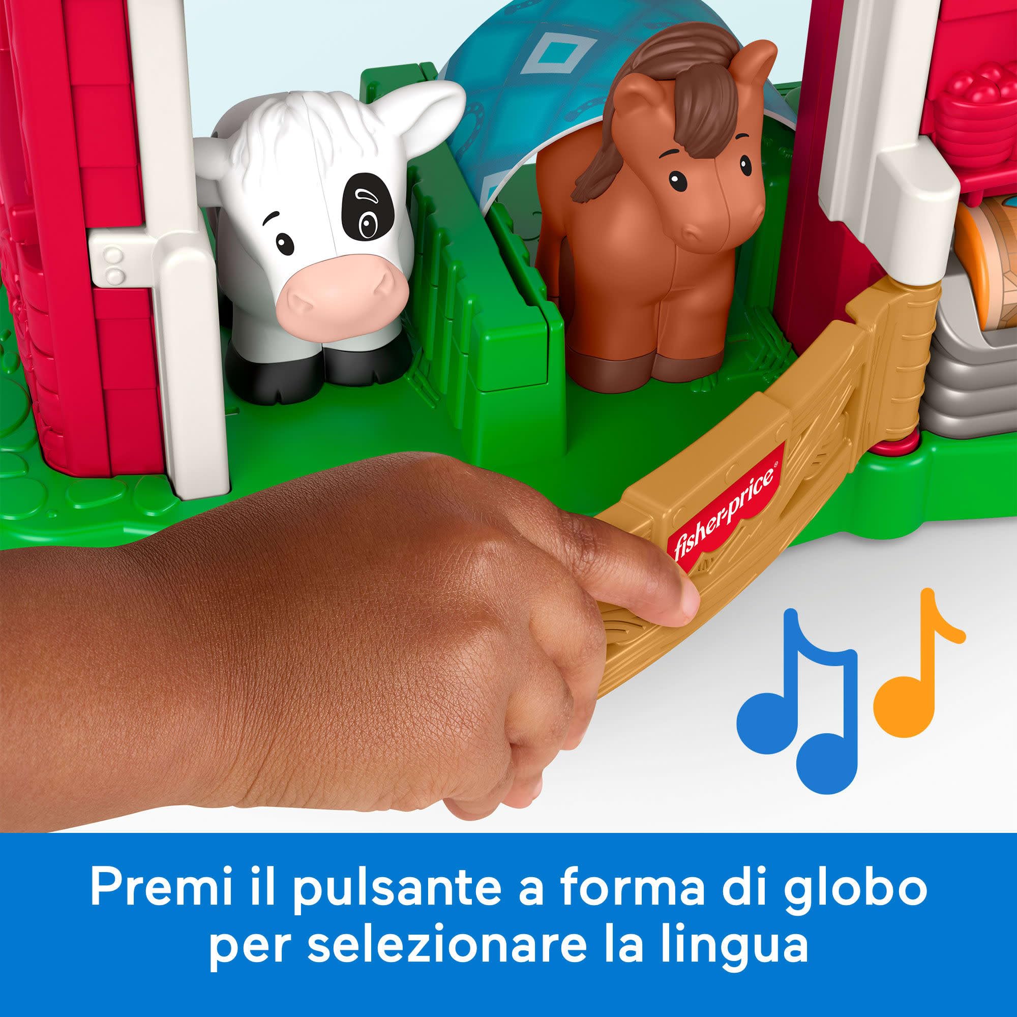 Fisher-Price Little People – La Fattoria degli Animali. Playset interattivo per bambini dai 1 ai 5 anni. Edizione in italiano, spagnolo, castigliano, portoghese e inglese, JGX09