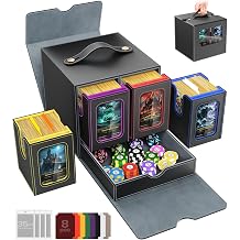 Cortile Commander Deck Box for MTG, 4-Deck Modular Card Case with Dice Tray & Handle, Holds 520+ Double-Sleeved Cards, Magic Card Deck Box with Magnetic Holders & Dividers for TCG/CCG Colorful