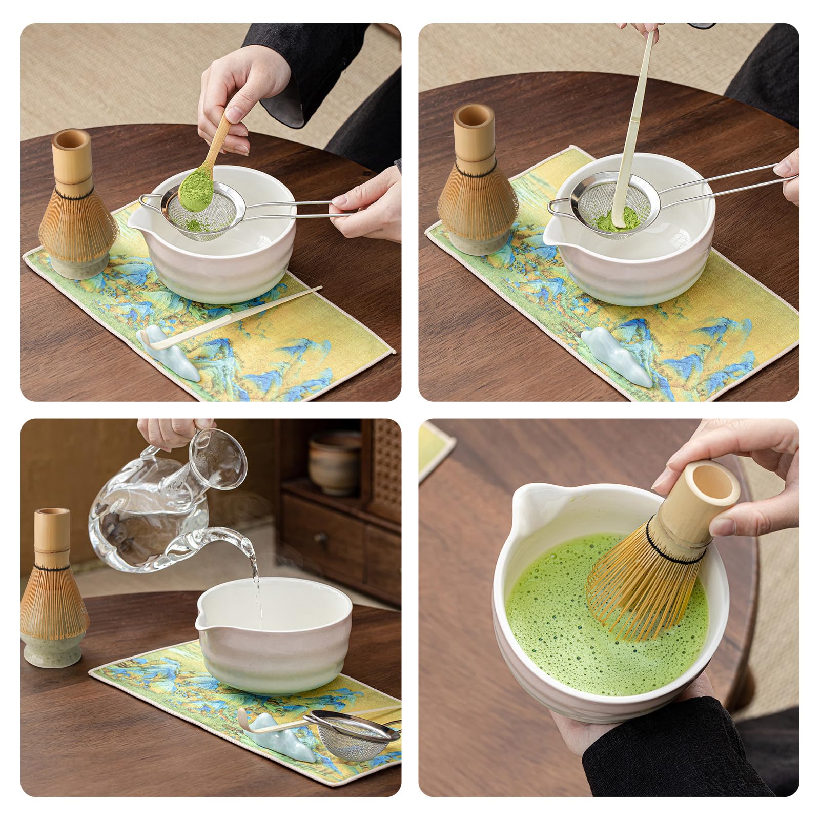 TEANAGOO 3 Pezzi Kit Matcha set, frusta per Matcha (Chasen), misurino tradizionale (Chashaku), cucchiaio da tè, I5, il set perfetto per preparare una