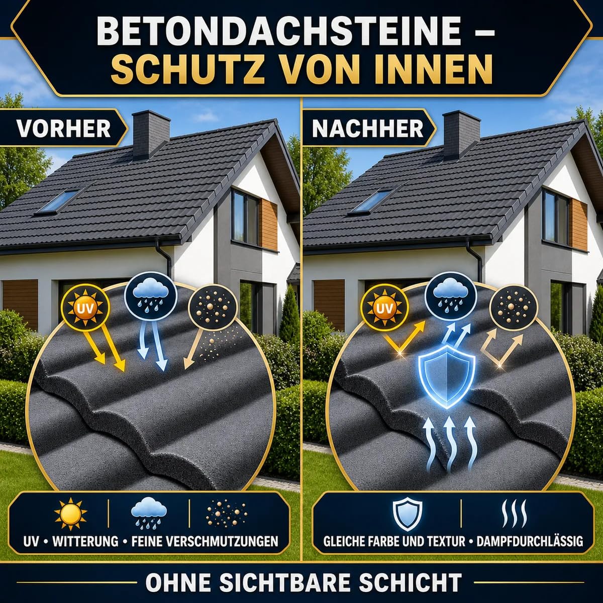 ESANDOL Dachbeschichtung Betonziegel 20 L – bis zu 800 m², wasser- und schmutzabweisend, Witterungsschutz, farblos