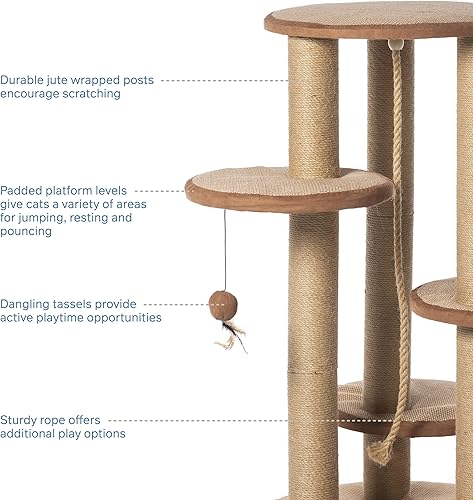 Miniatura 4 de Prevue Pet Products 7150 Kitty Power Paws - Postes multiplataforma con borlas, rascador para gatos, natural
