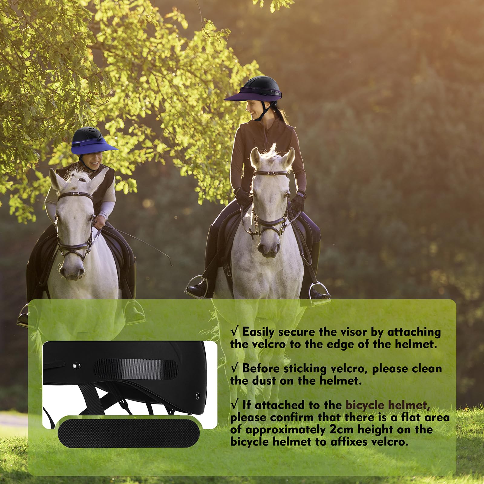 Tontron Visera para casco de equitación, parasol para casco con solapa extraíble para el cuello