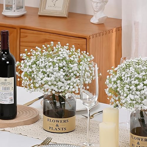 Miniatura 2 de Dolicer 5 piezas de flores artificiales de aliento de bebé, flores blancas de tallo largo para el aliento de bebé, flores artificiales a granel,