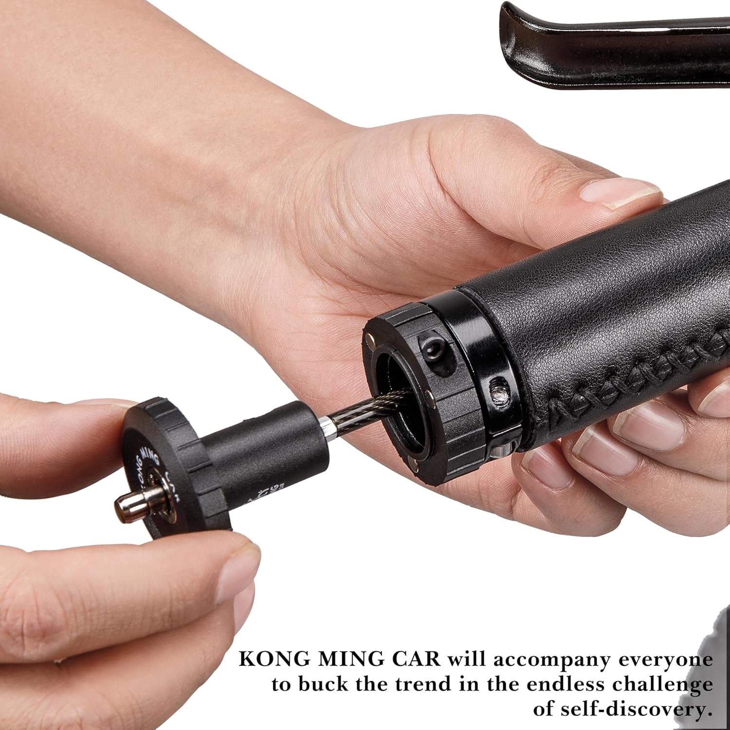 Bike Cable Lock - Handlebar End Lock fit Mountain Bike Bars - Anti Theft, Glossy Black