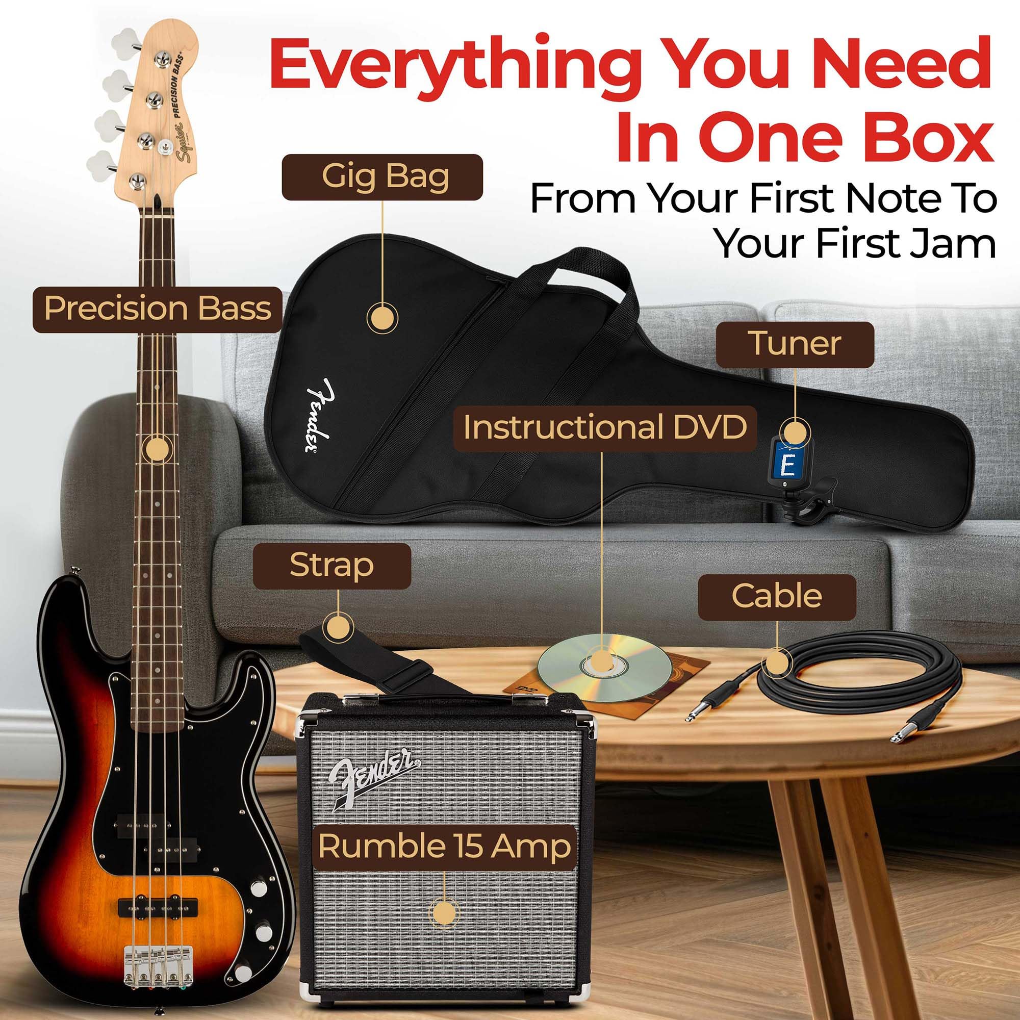 Amazon.com: Fender Squier Affinity Precision Bass PJ - 3-Color