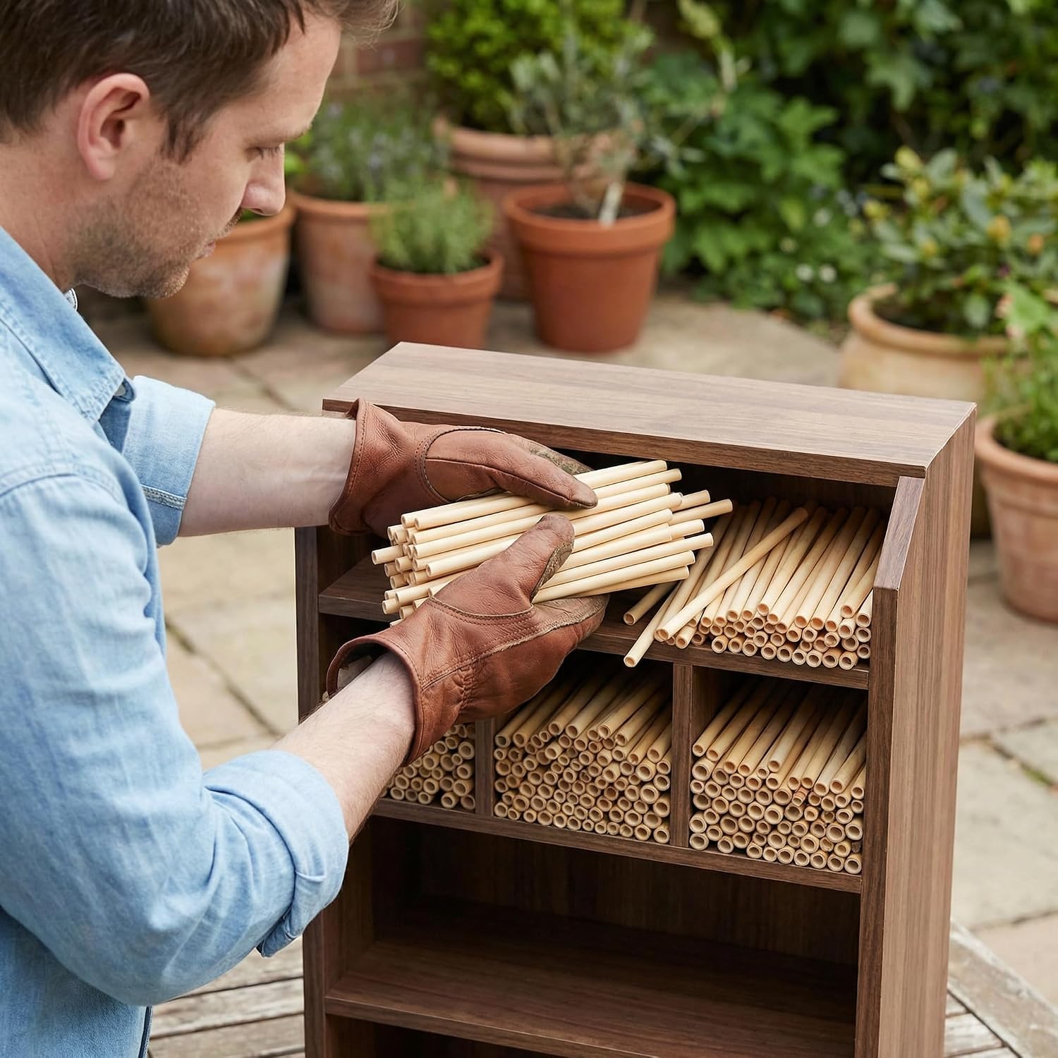 Angoily 100pcs Mason Bee Tube & Bamboo Stick, 5/16" Inner Diameter 5.9” Length Natural Reed Tubes for Nesting House, Insect Hotel, DIY Bamboo Straw Alternative DIY Crafts