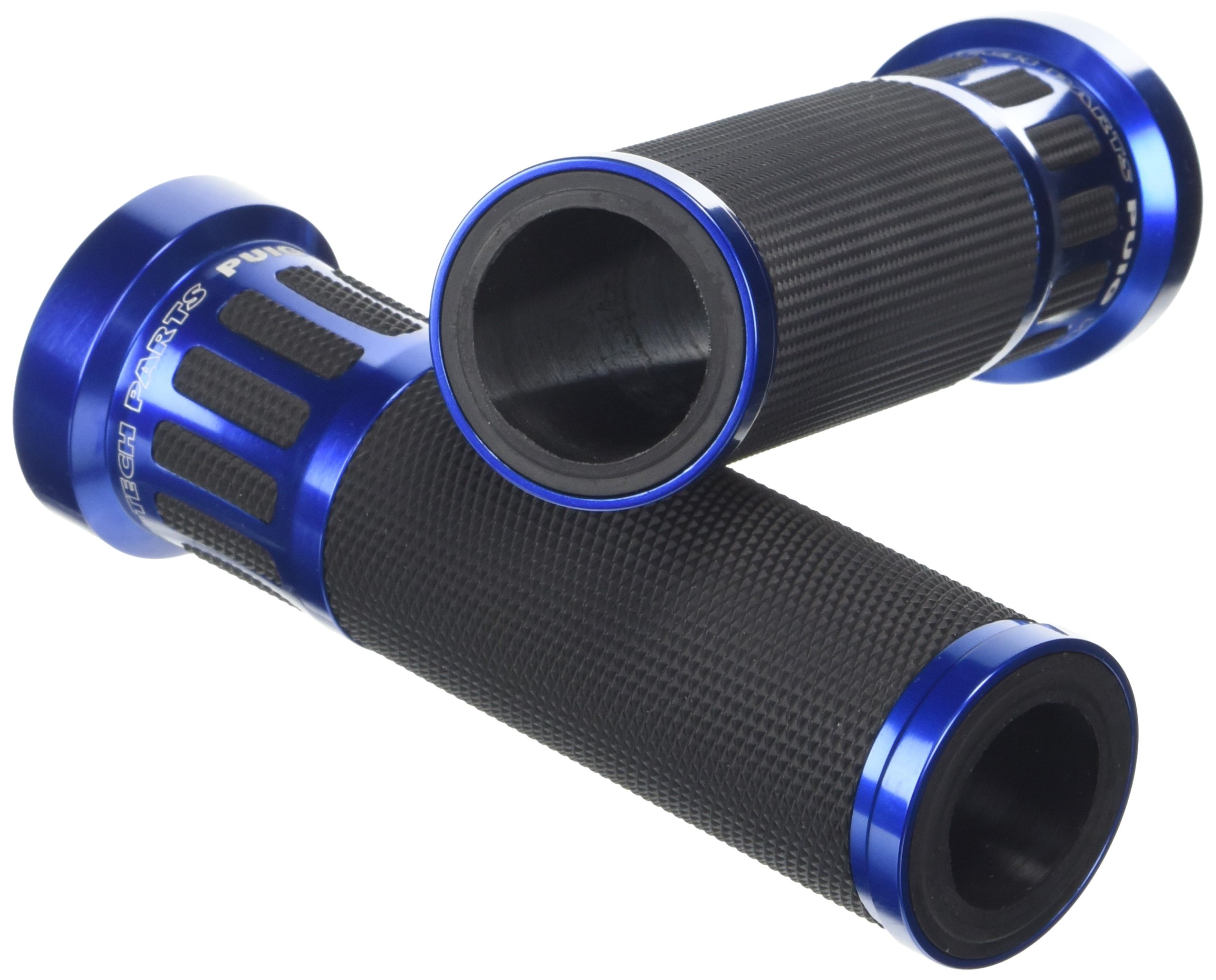 Puig 8188A Grips with anodized aluminum insert and non-slip rubber that improve grip, control and riding comfort, Blue