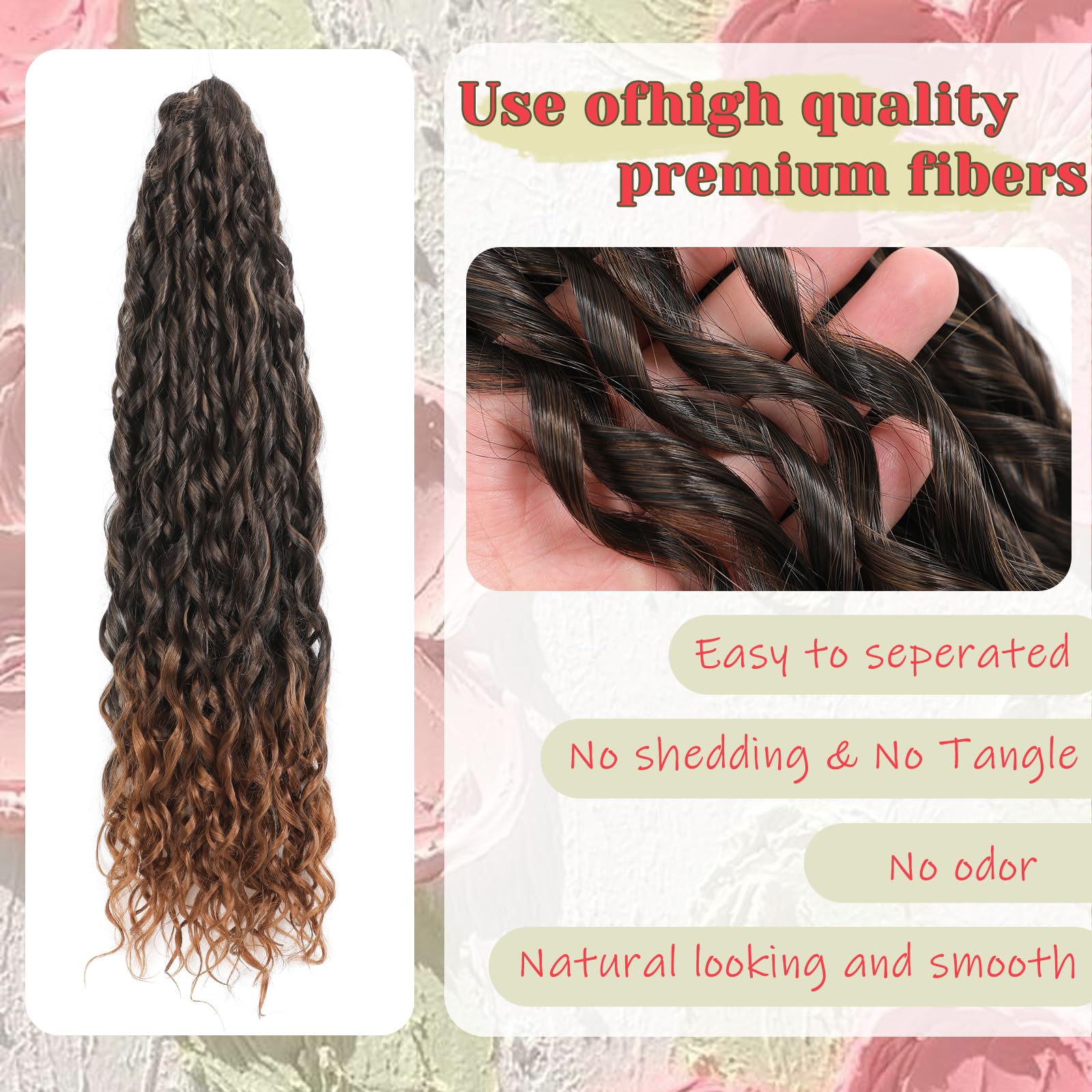 24Inch Deep Wave Twist Curly Crochet Hair Extensions 3Pack Deep Wavy Air Curl Bulk Hair Synthetic Boho Braids Water Wave Crochet Hair Extension for Women (TB/30 - Image 3