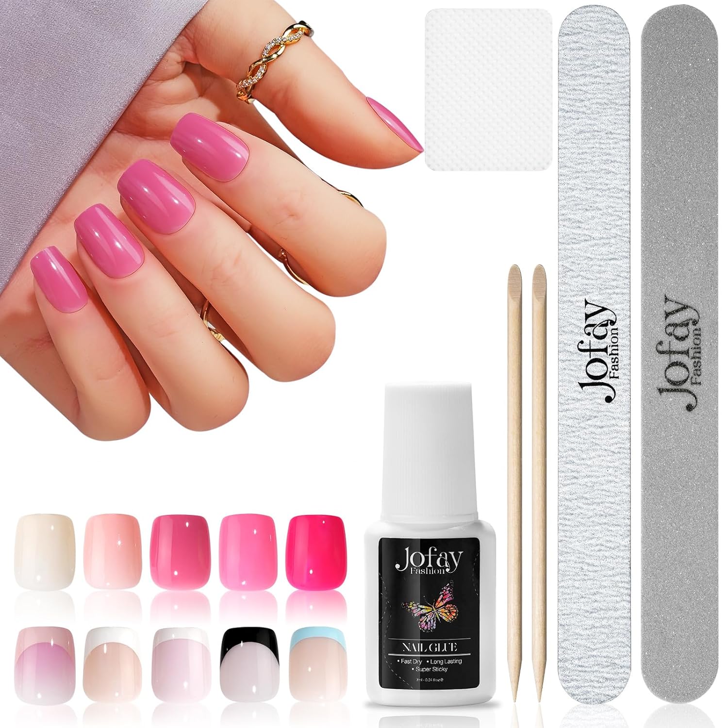 10 Packs（240 Pcs) Press On Nails Short Jofay Fashion