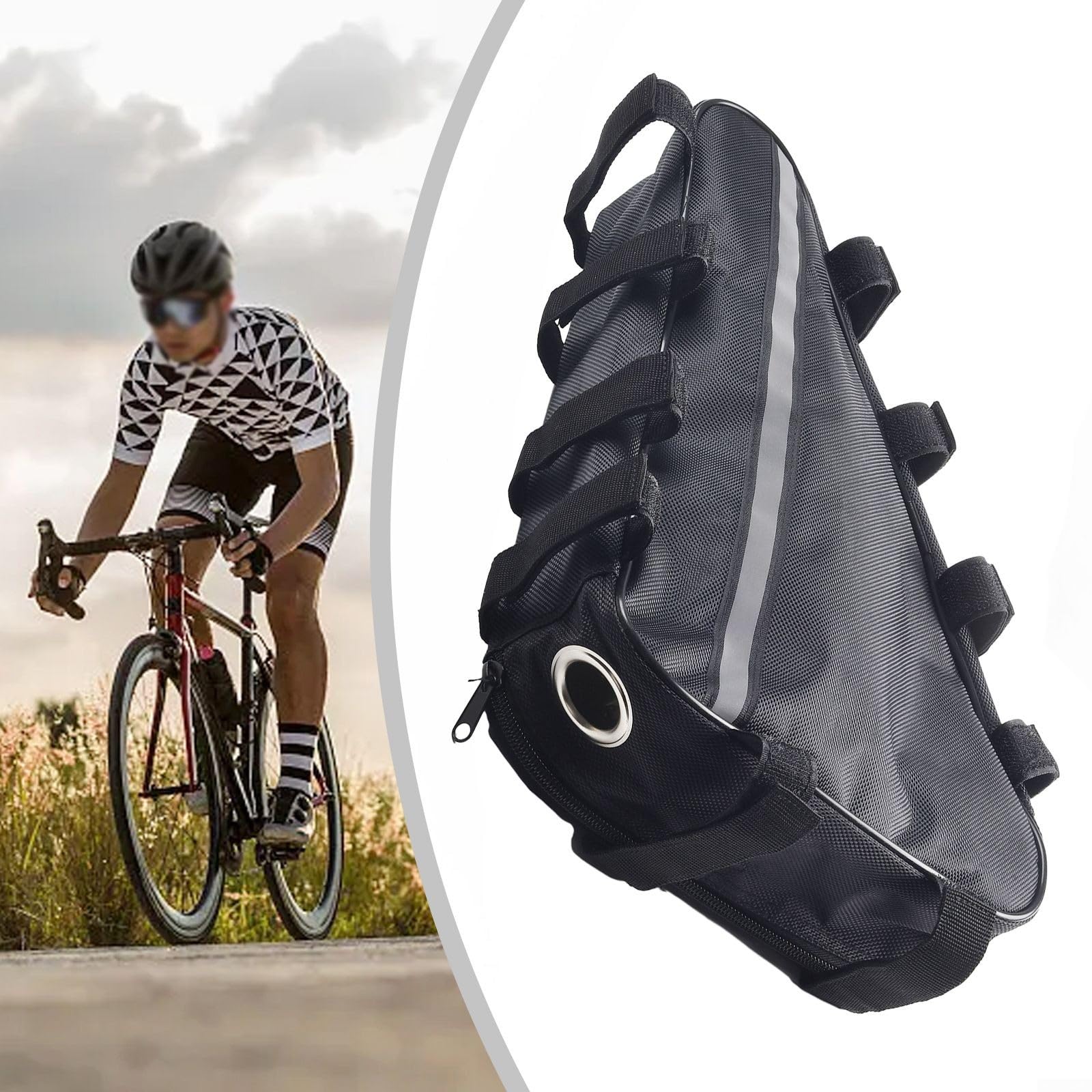 Wasserdichte Dreiecks-Batterietasche für Elektrofahrräder, dreieckige Fahrradrahmentasche, E-Bike-Hängetasche, Fahrrad, Rahmen-Batterietasche für Rennrad (39 x 36 x 22 cm)
