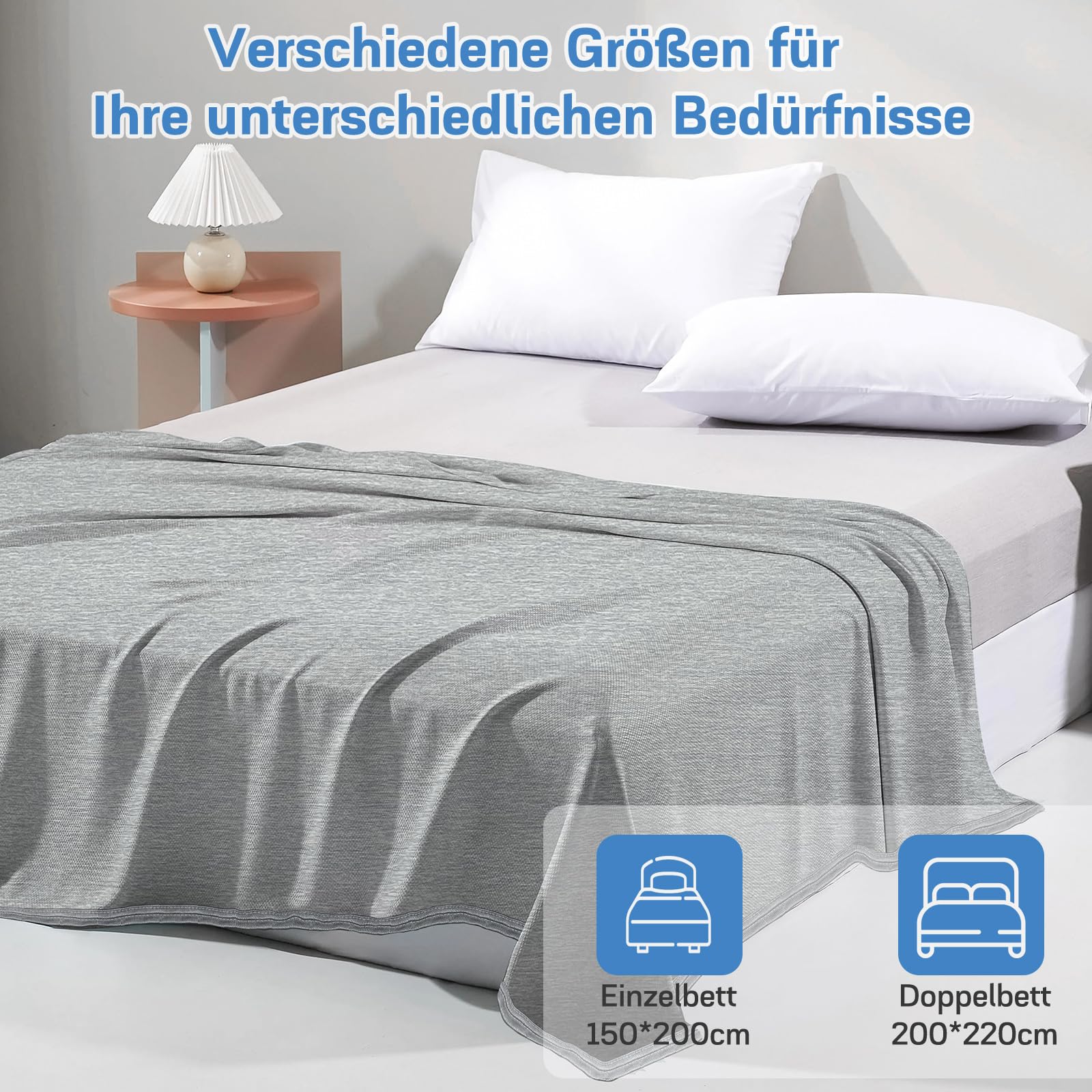 SIVQIKE Kühldecke 150x200cm Arc-Chill Technologie Q-Max >0.45 2-in-1 Doppelseitig Atmungsaktiv Kühlend