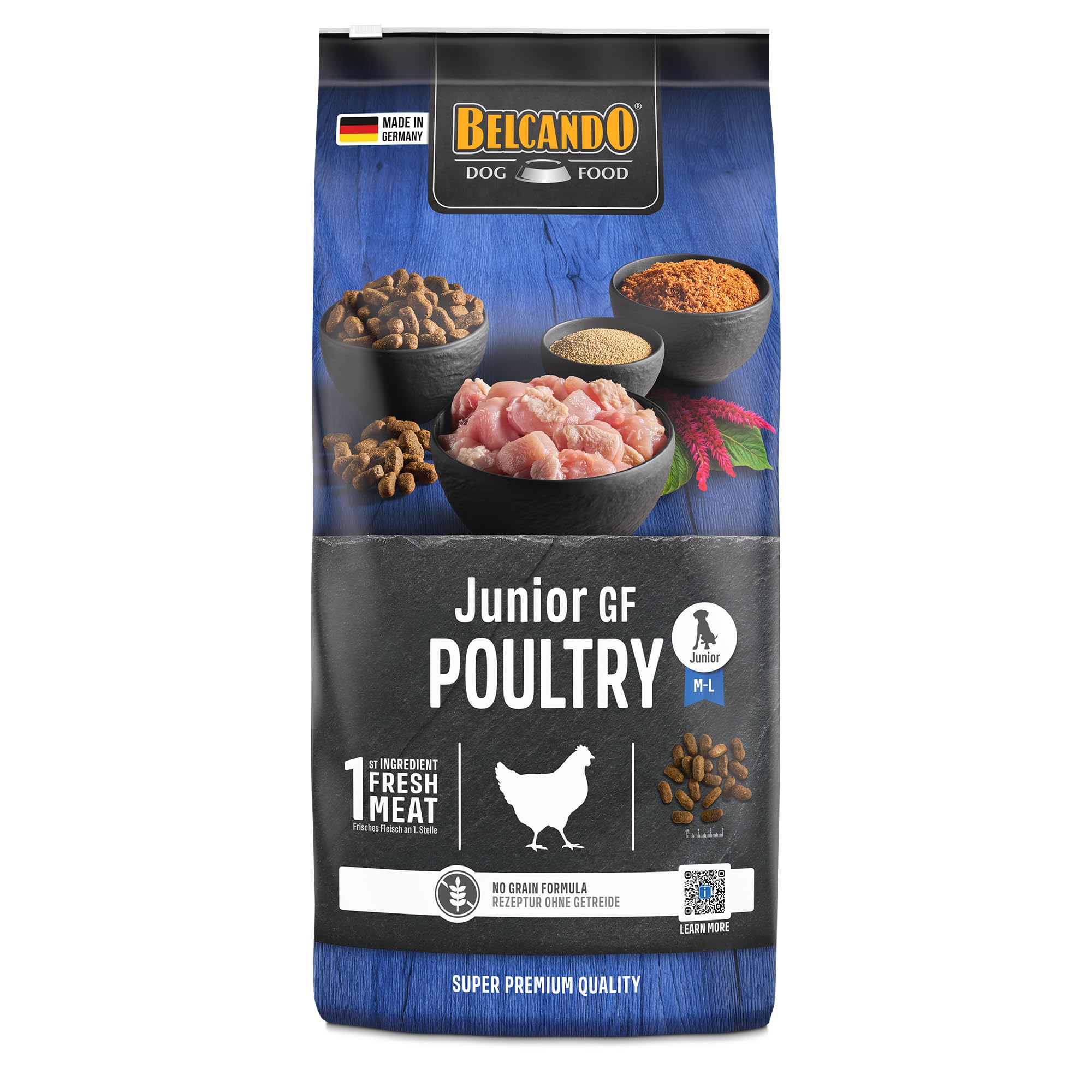 BELCANDO Junior GF Poultry [12,5 kg] getreidefreies Hundefutter | Trockenfutter ohne Getreide für Junge Hunde | Alleinfuttermittel für Hunde ab 4 Monaten