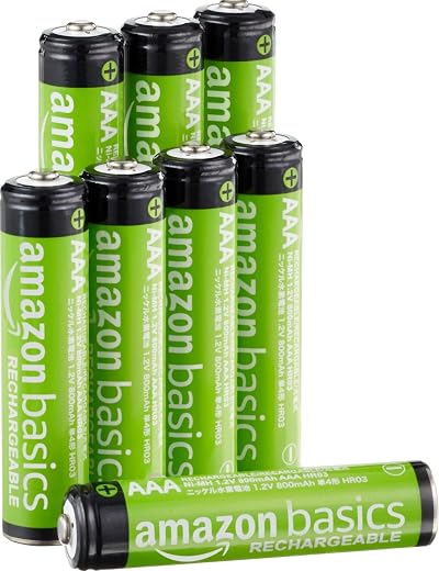 AmazonBasics AAA Rechargeable Batteries (8-Pack) Pre-charged - Packaging May Vary