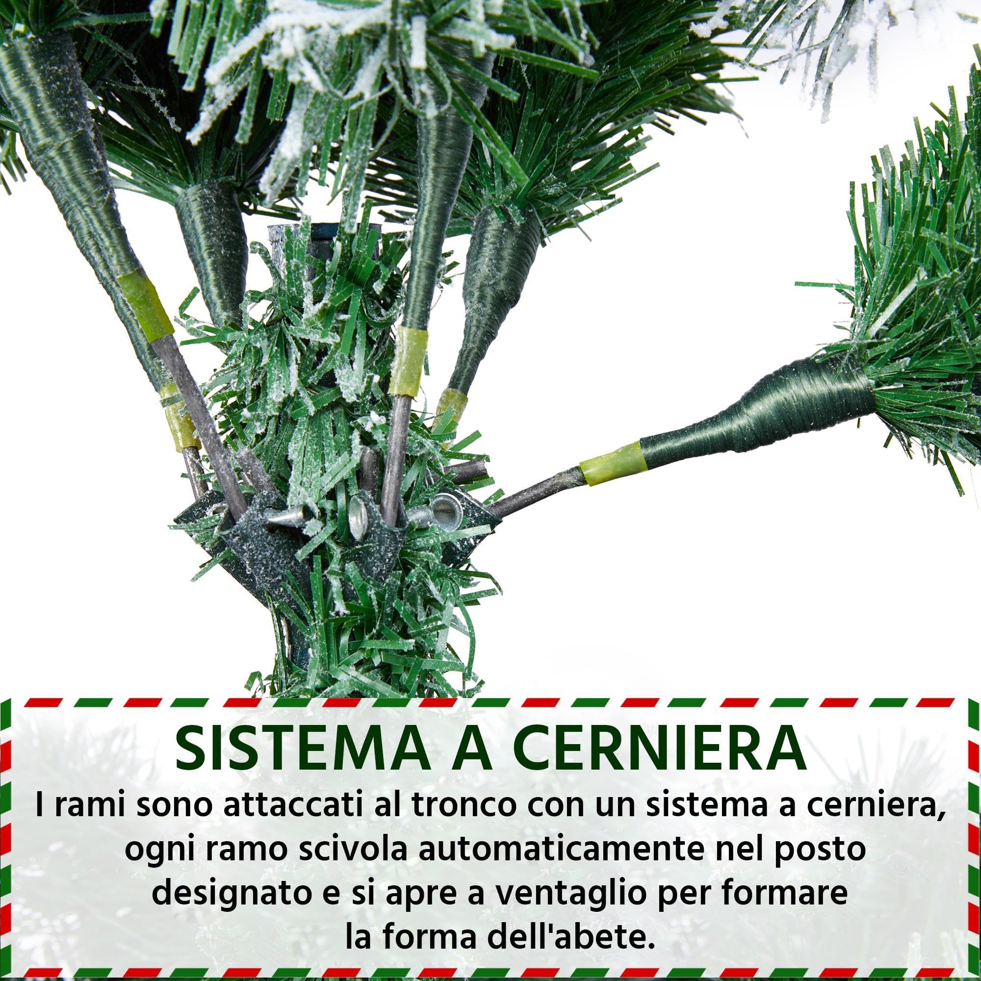Yaheetech Albero di Natale Innevato Artificiale 228 cm Effetto Realistico Folto 1284 Rami con Supporto in Metallo Pieghevole Decorazioni Nataliaze Bianco