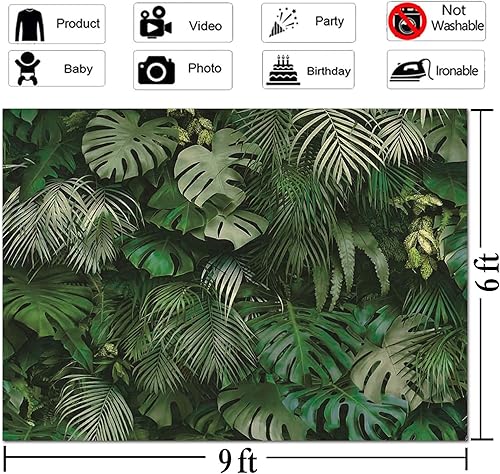 Miniatura 10 de Telones de fondo de fotografía con diseño de hojas verdes tropicales, 7 x 5 pies, vinilo para boda, despedida de soltera, decoración de fiesta para