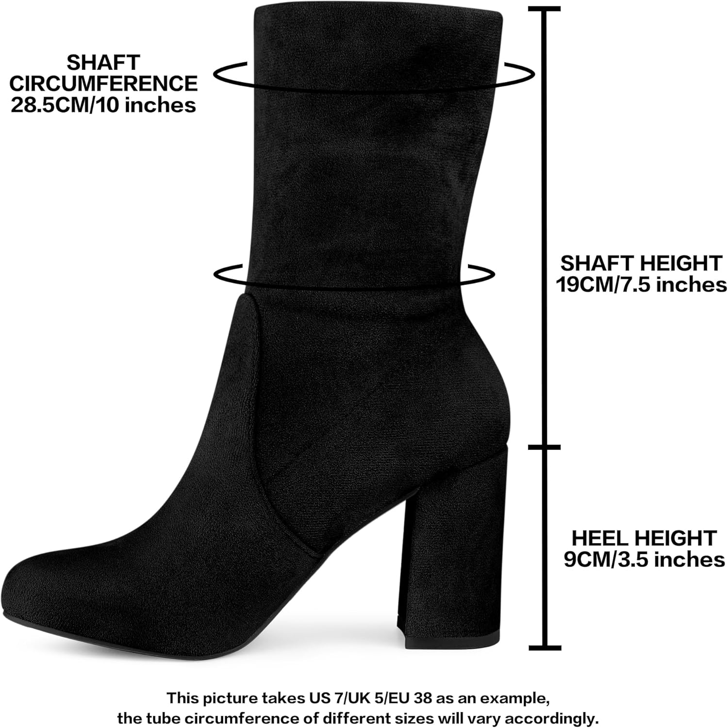 Perphy Stretch Foldable Sock Boot Round Toe Block Heel Ankle Boots for Women