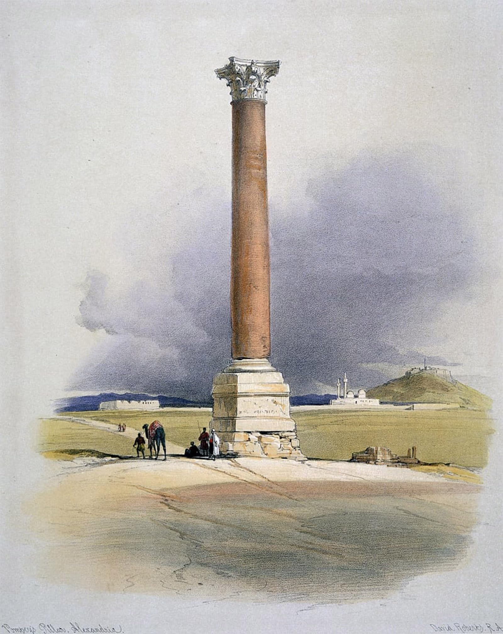 SERENDIPITP Abstract Painting Mural Print Picture Wall Decor Painting Pompeys Pillar Alexandria by David Roberts Vintage Wall Artwork for Home Decor 60x90cm