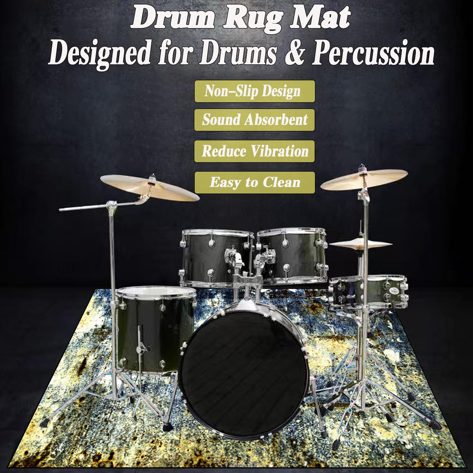 180 x 160 cm Schlagzeugteppich Drum Teppich, Elektrisches Schlagzeug Teppich Teppiche, rutschfeste Trommel Teppiche, Professioneller Schallschutzmatte, Antivibrationsmatte Drumteppich