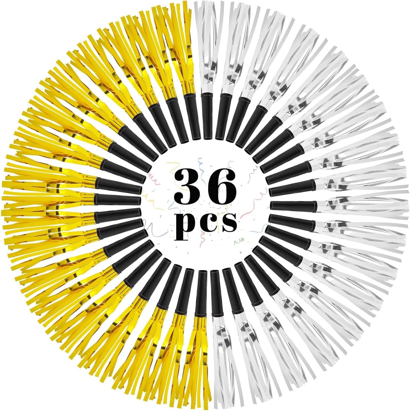 LovesTown 36PCS Party Blowers, Noise Makers Party Favors, Birthday Blowers for Kids, Silver and Gold