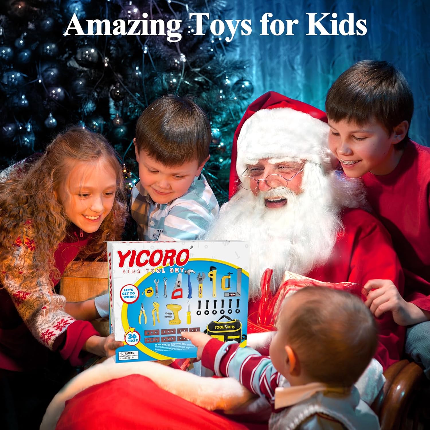 Kids Tool Set – 36 PCS Toddler Tool Set with Electric Drill, Pretend Play Toy Tools for Kids Ages 3,4,5,6,7,8 Years Old, Boy Toys - Image 2