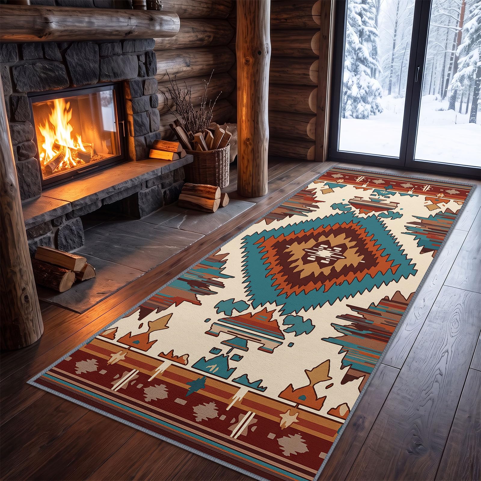 Tappeto passatoia boho etnico geometrico a rombi, 60 x 300 cm