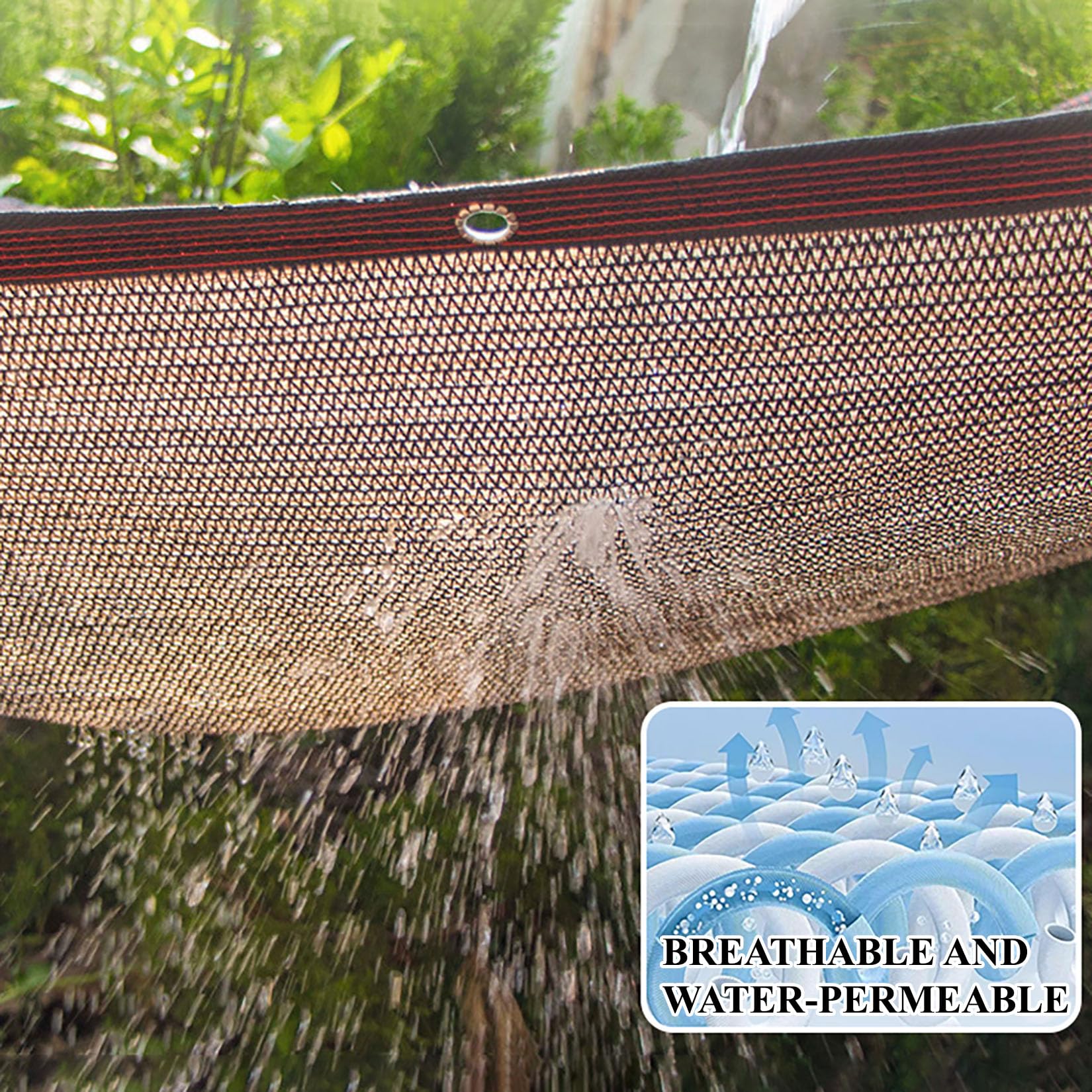 3x9m Traspirante Rete di Ombreggiatura Telo Ombreggiante per Esterni Telo Ombreggiante con Occhielli per Protezione Vele Privacy Antistrappo per Serra/Balcone/Cortile/Tetto/fiori/pianta Marrone