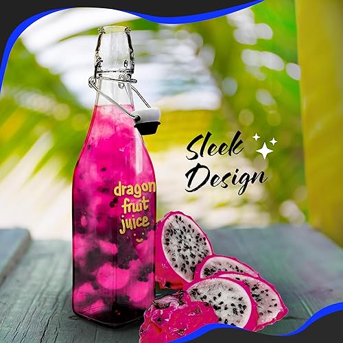 Miniatura 8 de Nevlers Botellas de vidrio cuadradas de 17 onzas con tapa hermética Botella de vidrio abatible con tapón 12 unidades Botellas de cerveza vacías