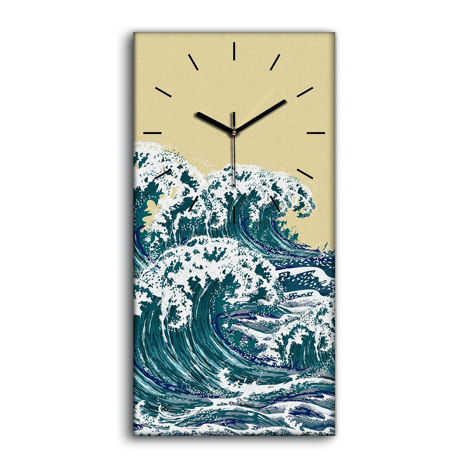 Horloge sur Toile Décoration Chambre et Salon Moderne : Toile Vagues de la Mer 30x60