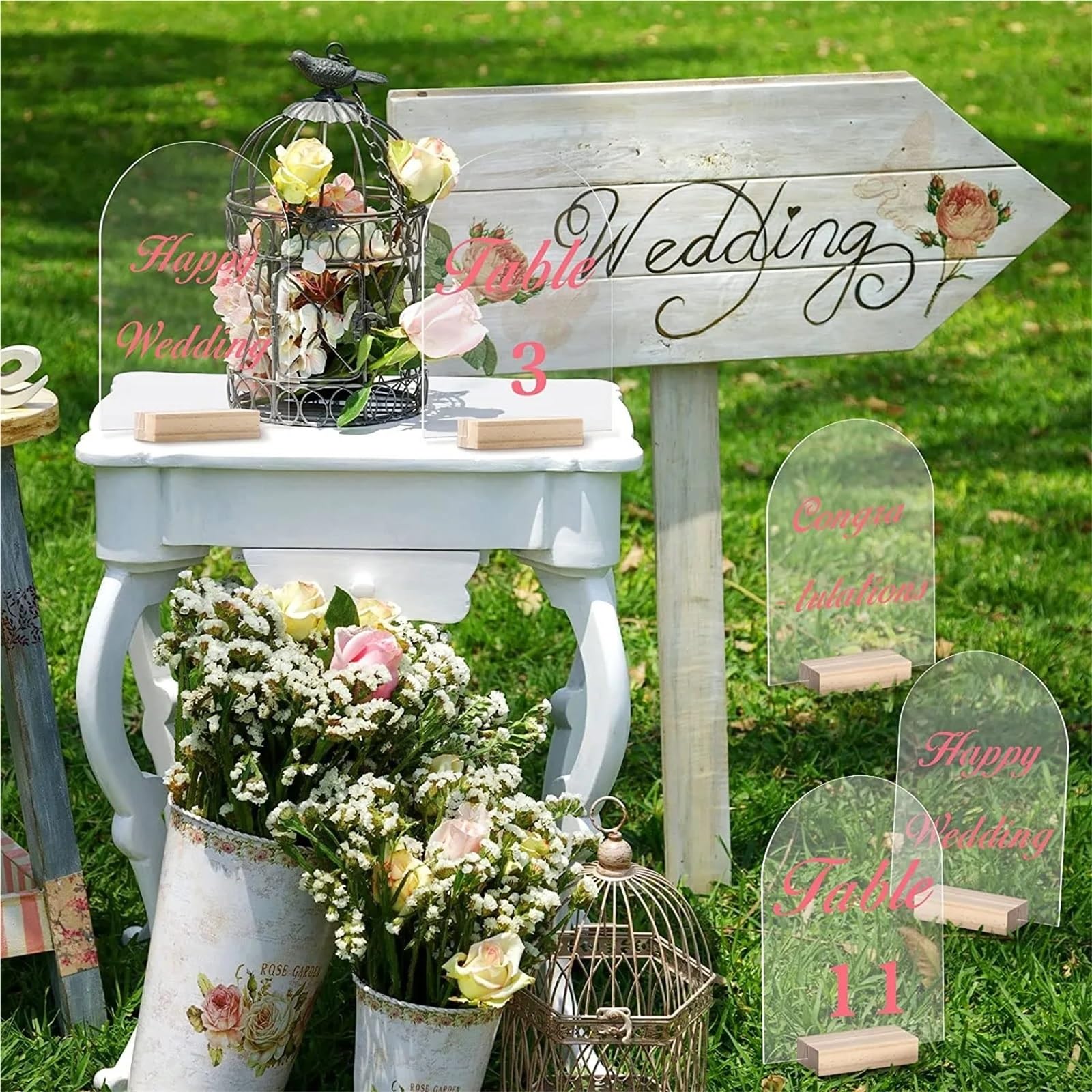 Portanumero Tavolo 10/20/30/50PCS Arch Acrylic Sign Set Blank Clear Sheet with Wood Place Card Holder Stand Table Decor Alzatina Numeri Matrimonio(Arched blank L,30pcs)