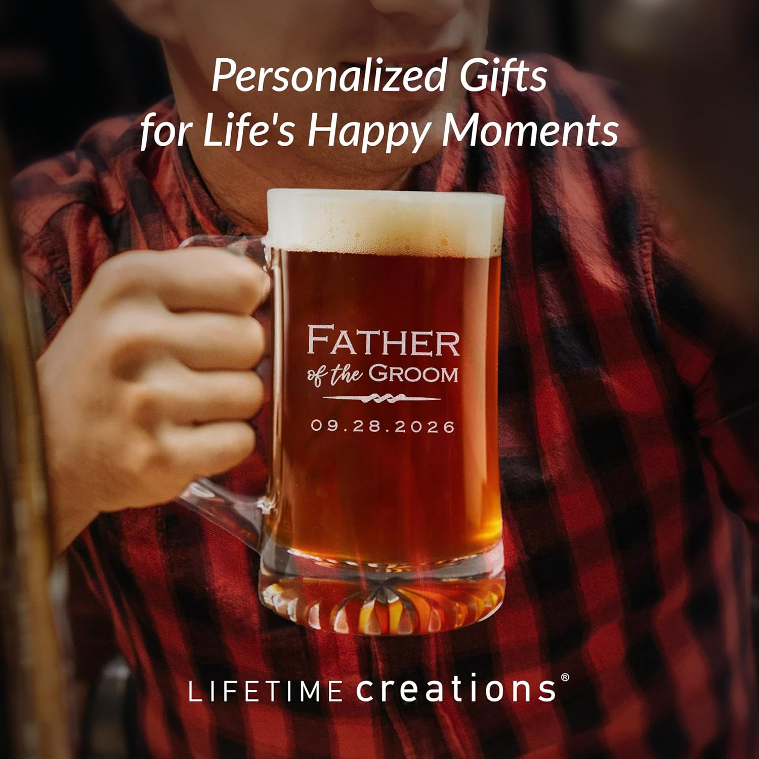 Lifetime Creations Engraved Personalized Father of the Groom Beer Mug 25 oz - Beer Stein Wedding Gift for Dad, Dishwasher Safe, Made in USA