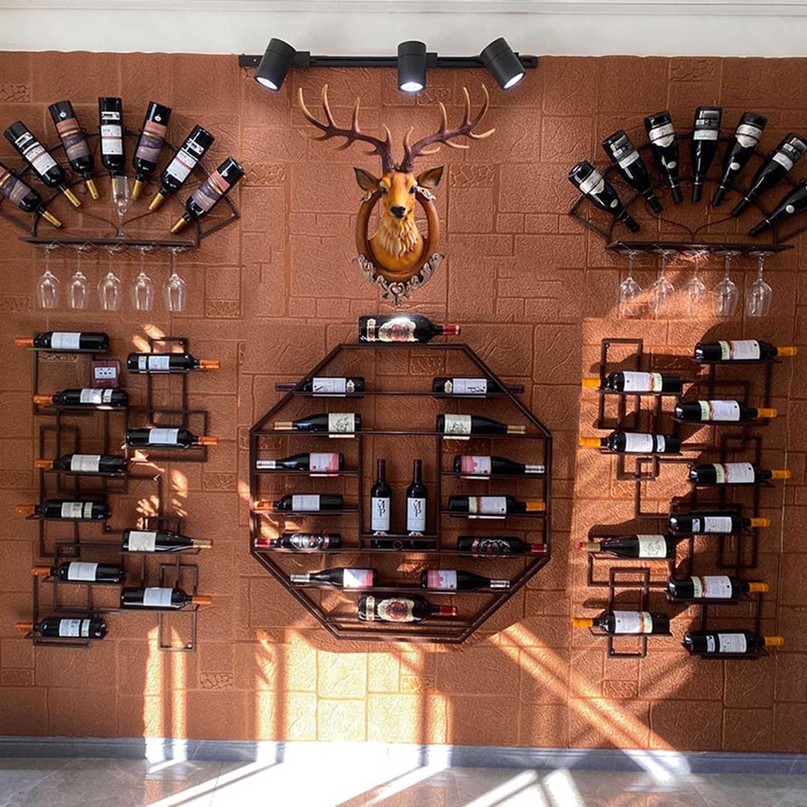 Élégant casier à vin mural blanc – Étagère de bar et porte-bouteille pour la maison, la cuisine et la salle à manger – Présentoir élégant pour les amateurs de vin