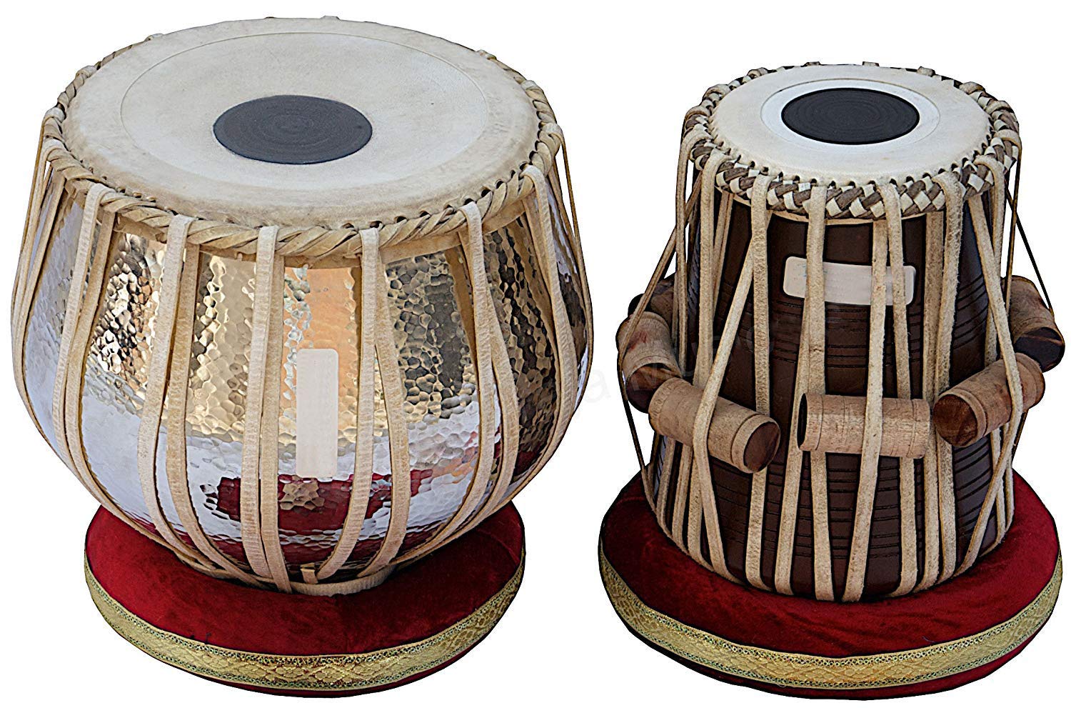 Konzert-Tabla-Trommel Set 5½ kg Lack poliertes Kupfer Bayan, Maharaja, Finest Dayan mit gepolsterter Tasche, Buch, Hammer, Kissen & Bezug (PDI-BJJ)