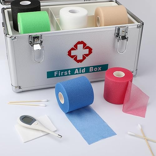 Miniatura 4 de Nuanchu 6 piezas de cinta de espuma de 30 yardas, cinta deportiva preenvuelta para tobillos, muñecas, manos y rodillas (multicolor)