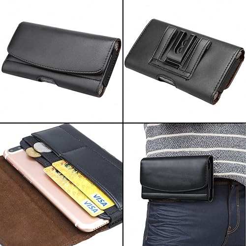 Miniatura 7 de FZXSOGY Funda horizontal universal para teléfono celular con trabillas para cinturón y ranuras para tarjetas para teléfono celular, talla XXL