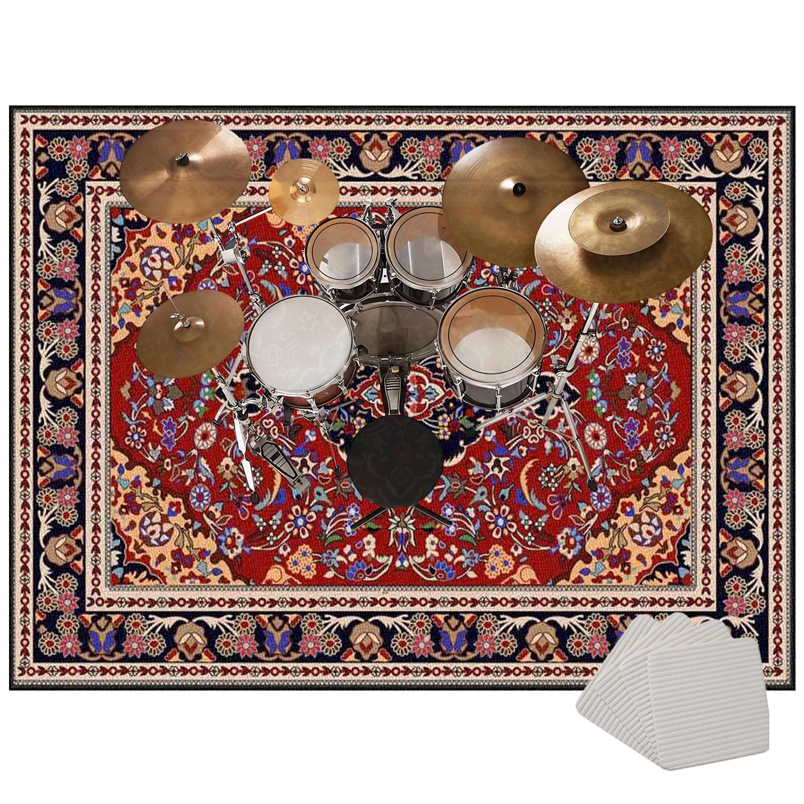Drum Rug Drum Mat Soundproof Mat 230 x 180 cm Drum Carpet Non-Slip Drum Carpets Professional Rectangle Drum Rugs For Percussion Electronic Drums Bass Drum Snare Drums Kit Etc Musical Instruments Mat