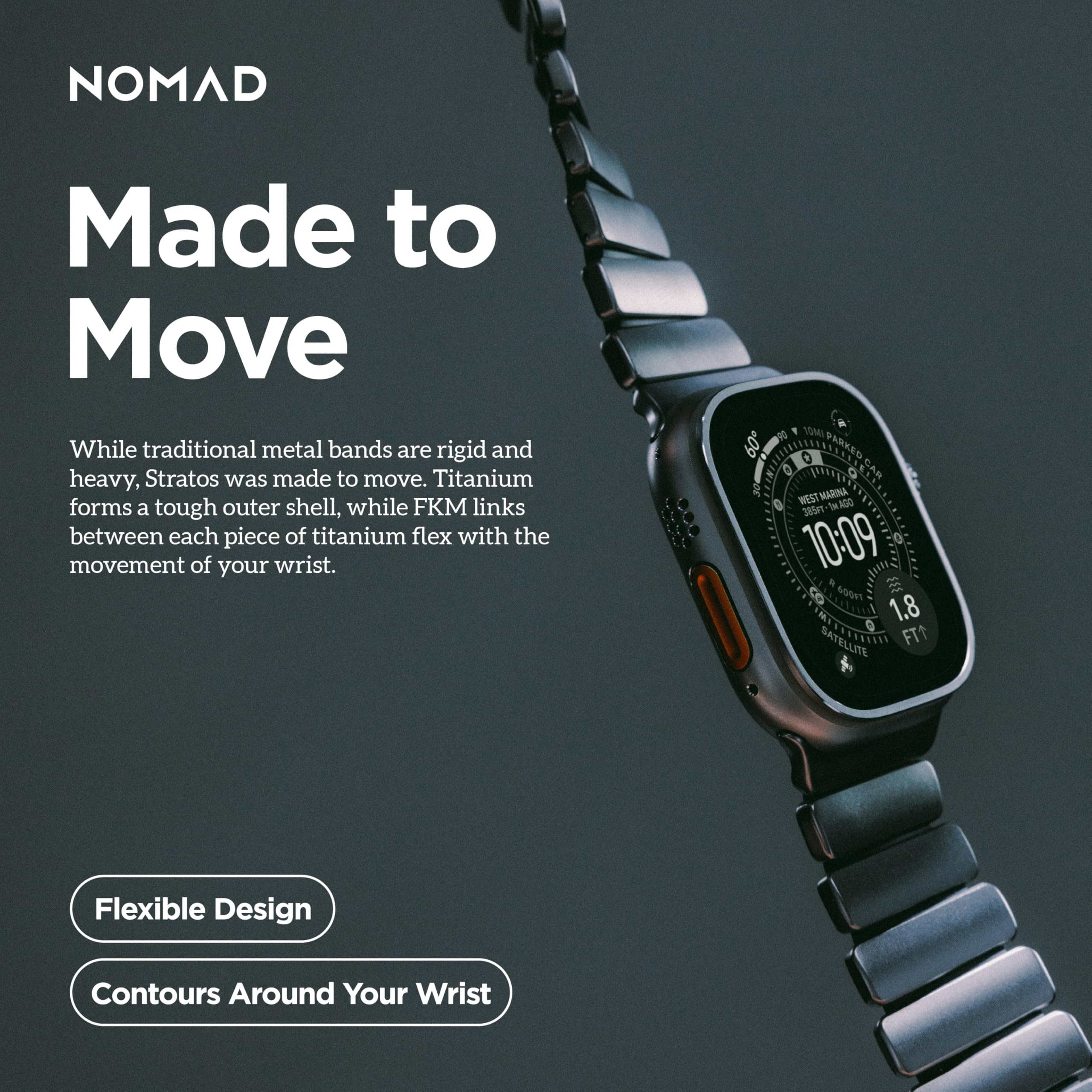 NOMAD Stratos Pasek do zegarka Apple Watch 42/44 / 45/46 mm / 49 mm, hybrydowy
