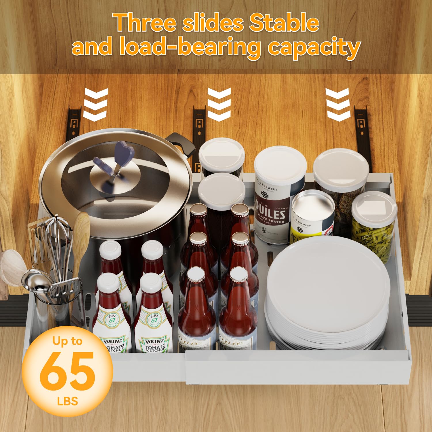 2 Pack Expandable Pull Out Cabinet Organizer Adhesive - Image 6
