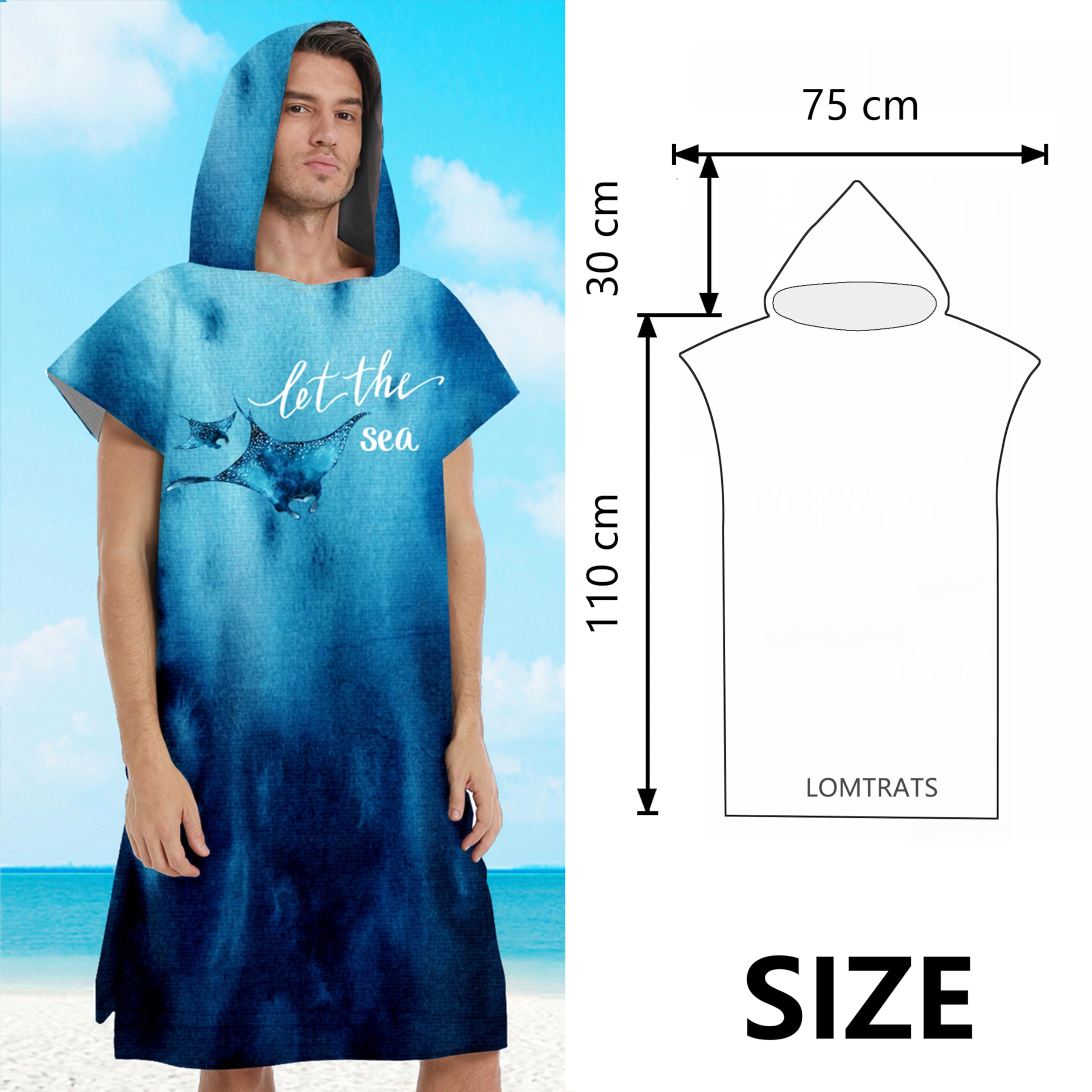 LOMTRATS Quick-drying Surf Poncho, Changing Towel, Bathrobe - Image 4
