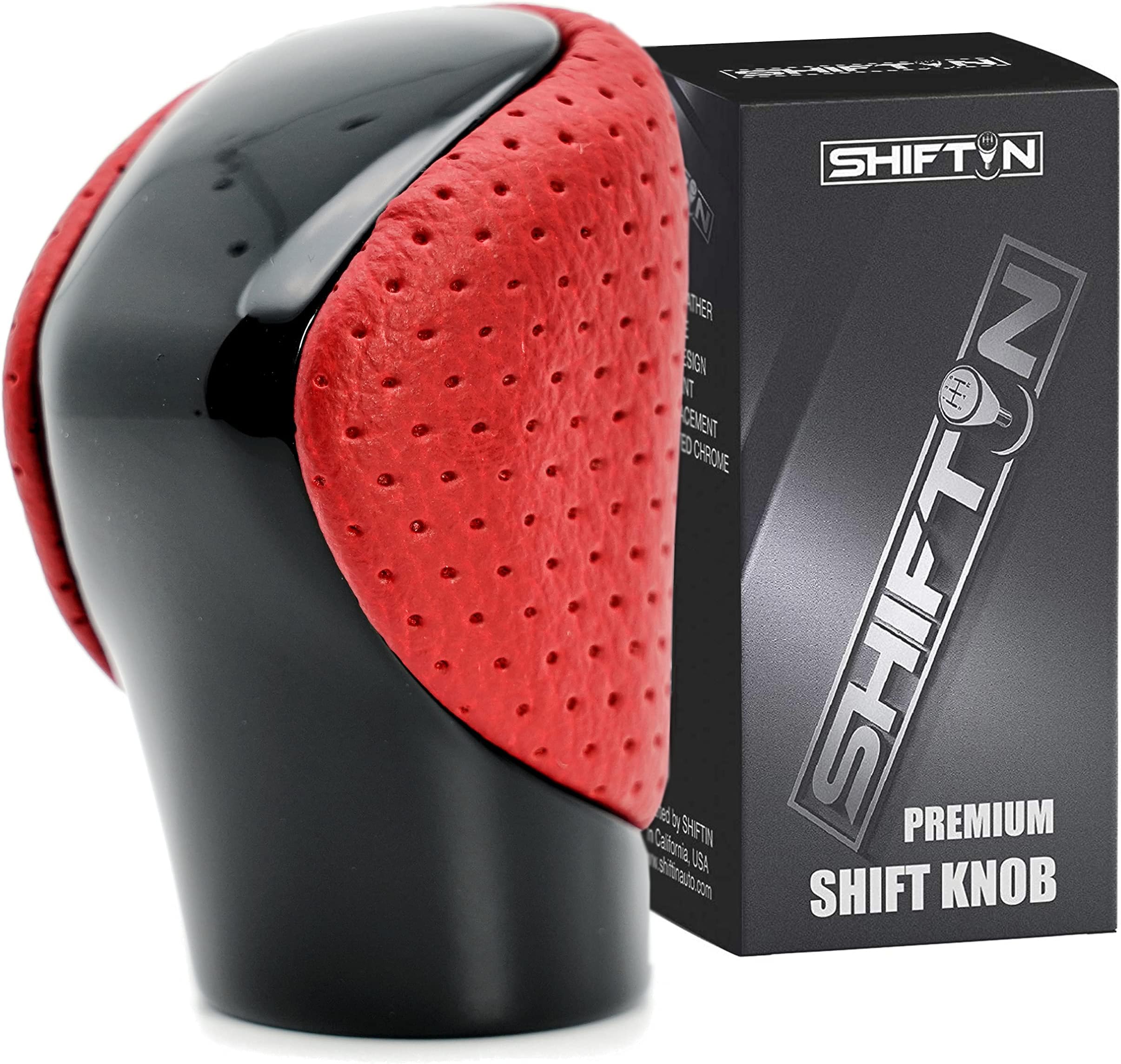 Gear Shift Knob Shifter for Lexus ES GS GX is NX RC RX 200t 300 350 3450h 450hL 350L (Red Leather/Piano Black)