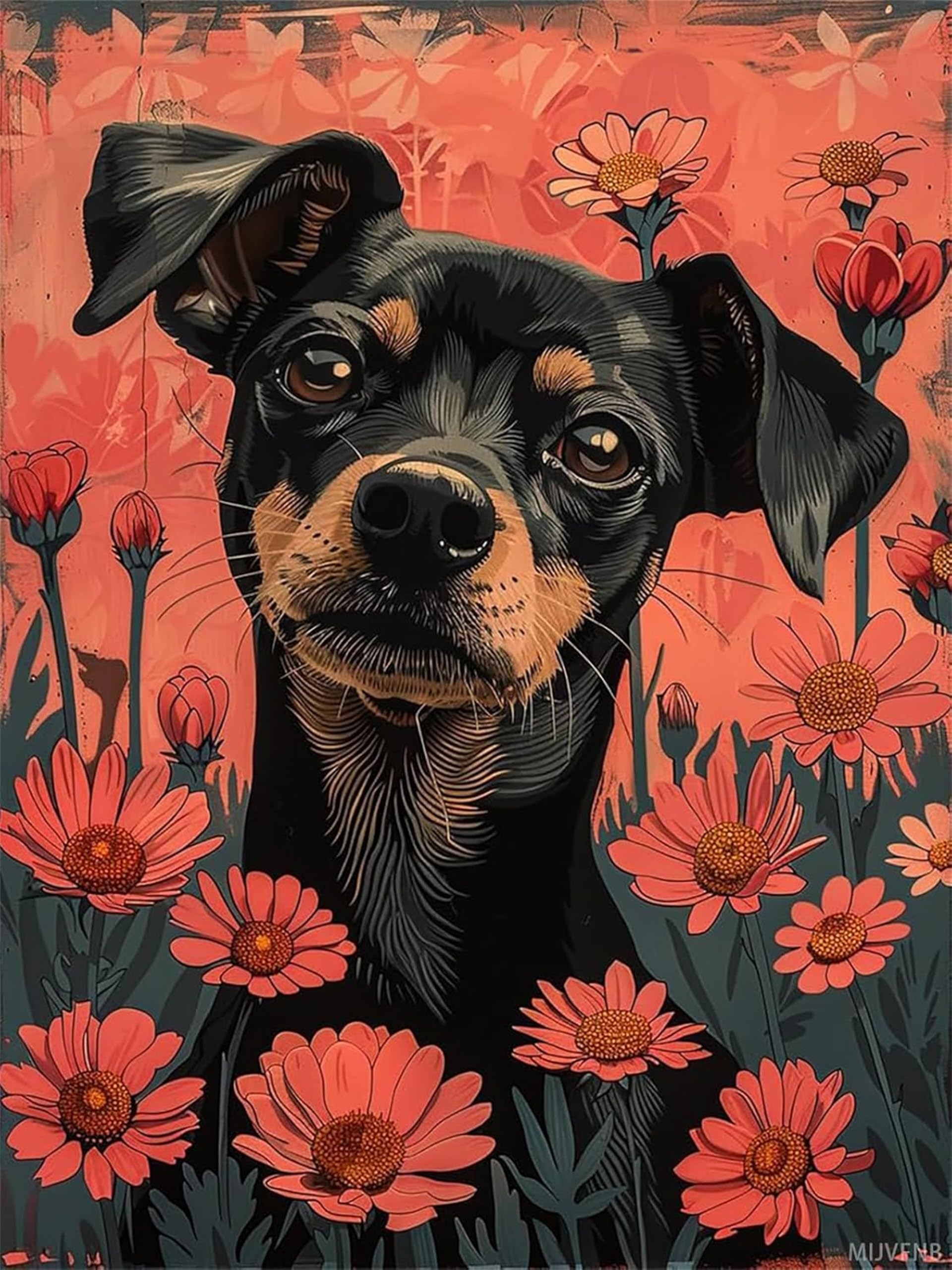 Xiangxujia Paint by Numbers for Adults,DIY Painting Kits for Adult,Color by Numbers,Paint by Number Canvas Crafts Watercolor for Beginner Home Decor (dog2)
