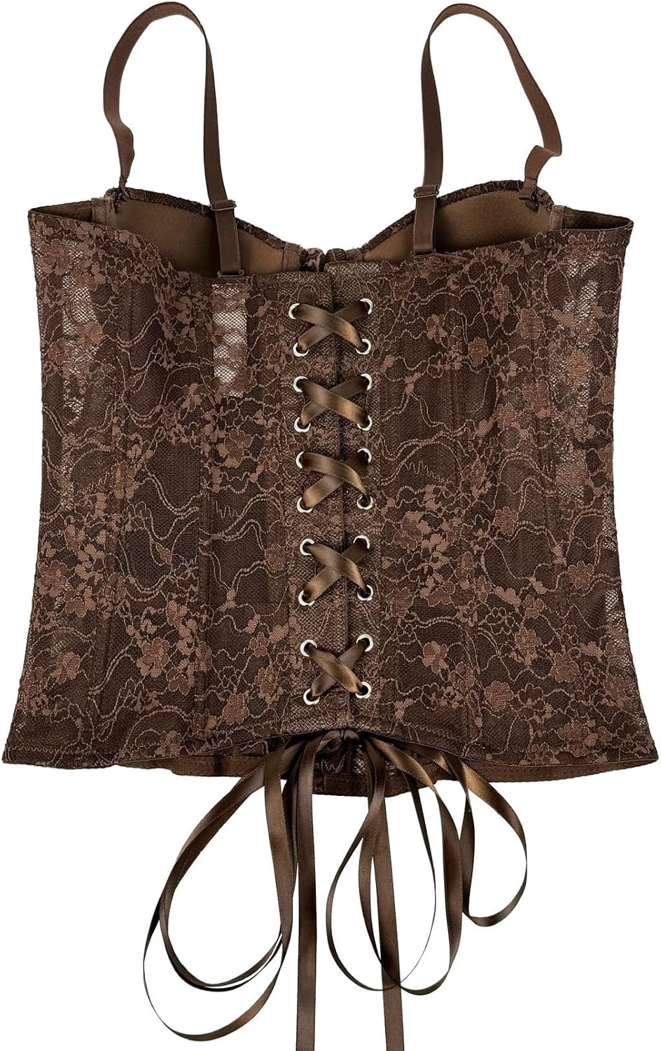 Women's Bustier Lace up Overbust Corset Waist Cincher Shapewear Lingerie