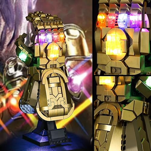 Vista 22 de Vaodest Luz LED para Lego Marvel Nano Gauntlet 76223 Kit de construcción, diseño y configuración compatible con el modelo Lego 76223