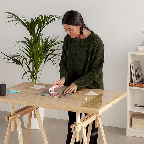 Miniatura 8 de Elan Tapete de corte A0 negro y beige, 5 capas, tapete de corte autorreparable, 47.2 x 35.4 in, tabla de cortar para manualidades, alfombra de arte,